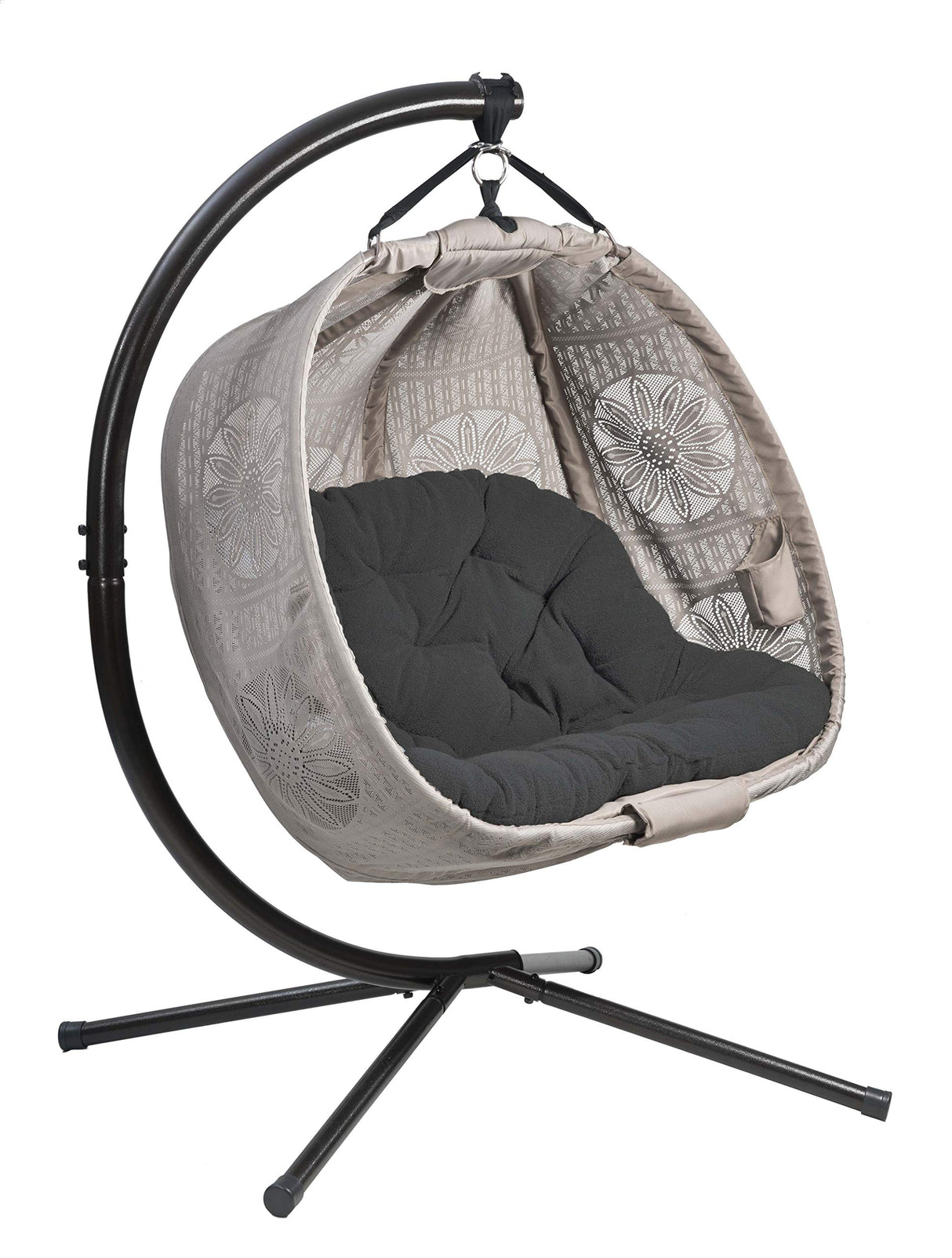 FlowerHouse Hanging Pumpkin Patio Chair Stand and Cover, Dreamcatcher Black Cushion FlowerHouse