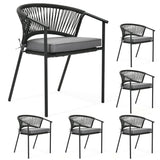 YITAHOME Outdoor Patio Chairs Set of 6, Stackable Dining Chairs Rattan Wicker Outdoor Patio Furniture Set with Cushion All Weather Bistro Chair for Garden Backyard Porch Poolside (Grey) YITAHOME