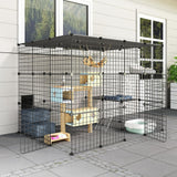 Oneluck Outdoor Cat House Cat Cages Enclosure with Super Large Enter Door, 55L x 41W x41H Balcony Cat Playpen with Platforms,DIY Kennels Crate Large Exercise Place Ideal for 1-3 Cats Oneluck