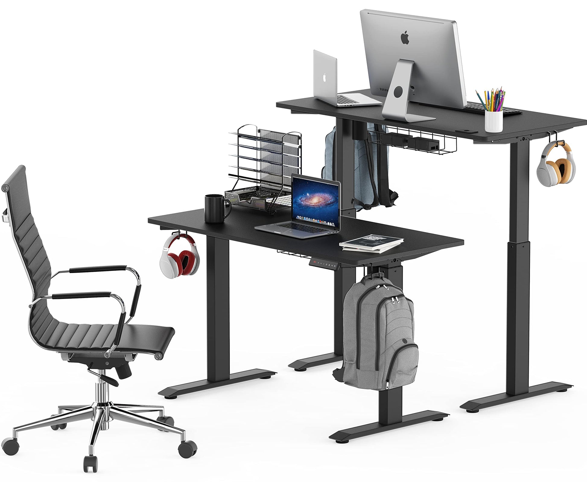 SHW Memory Preset Electric Height Adjustable Standing Desk, 48 x 24 Inches, Black - WoodArtSupply