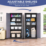 LISSIMO 72" Metal Locker Storage Cabinet,72" Tall Locking Cabinet with Doors and Adjustbale Shelves,File Cabinets for Basement,Garage,Home Office LISSIMO