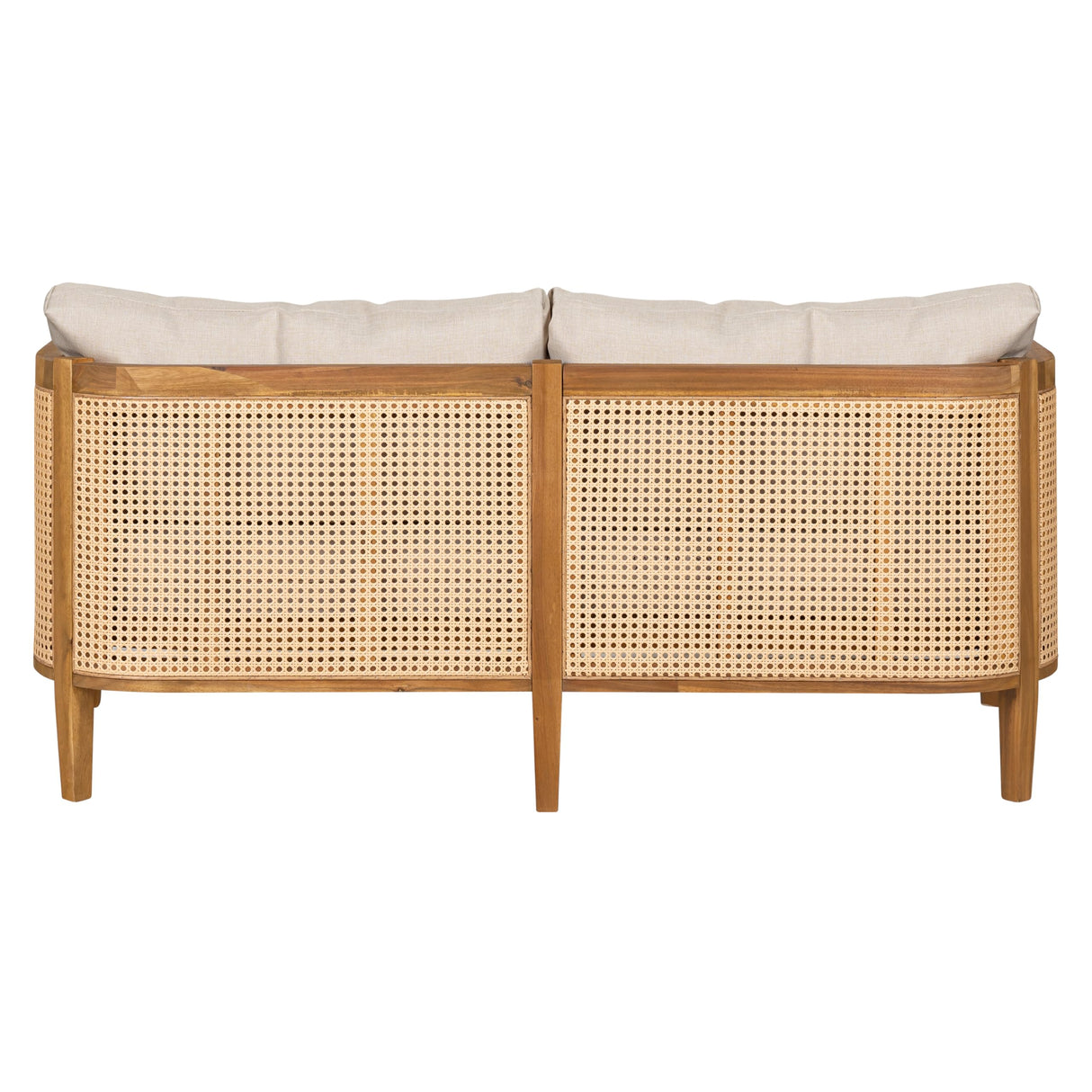 Christopher Knight Home Tilden Acacia Wood Outdoor Loveseat, 2-Seater Patio Furniture Sofa with Wicker Accent, Wooden Patio Sofa Couch with Armrest+Cushions, Comfy Lounging/Reading Chair, Teak+Beige Christopher Knight Home