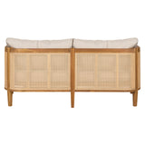 Christopher Knight Home Tilden Acacia Wood Outdoor Loveseat, 2-Seater Patio Furniture Sofa with Wicker Accent, Wooden Patio Sofa Couch with Armrest+Cushions, Comfy Lounging/Reading Chair, Teak+Beige Christopher Knight Home