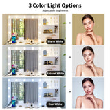 VOWNER Vanity with Lights - 47" Makeup Vanity Desk with Power Outlet, Storage Shelves and 6 Drawers, 3 Color Lighting Modes with Adjustable Brightness, Makeup Desk with Stool for Bedroom, White VOWNER