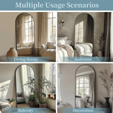 Full Length Mirror with Stand, 58"x18" Arched Full Body Mirror, Large Stand Up Mirror, Aluminum Frame Floor Standing Mirror, Freestanding Hanging Leaning Mounted for Bedroom Living Room Entryway Black Coomily