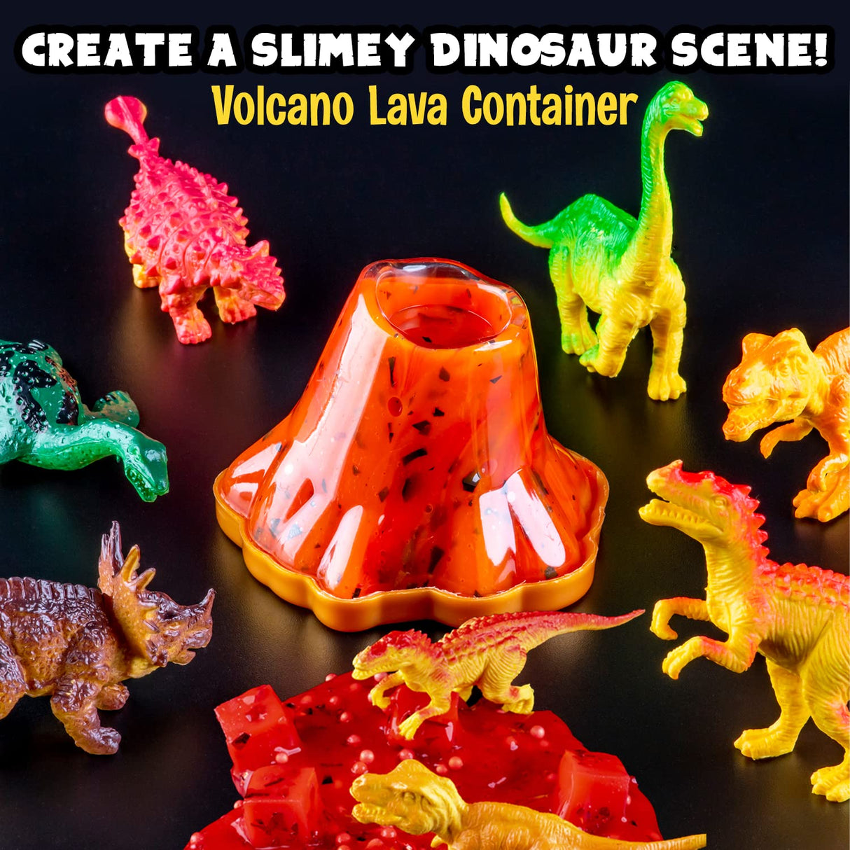 Original Stationery Dinosaur Slime Kit - Glow-in-The-Dark DIY Set for Creating Lava, Blood & Poop Effects, Unique Dino Scene, Birthday Gift Slime Kit for Boys Ages 8-12 Original Stationery