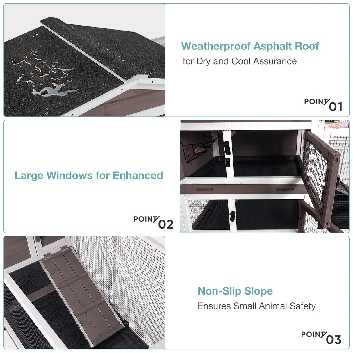 Suumerpety Rabbit Cage,Indoor Rabbit Hutch with Matel Frame and Pull Out Tray,Bunny Hutch Chicken Coop with Run (Brown) Suumerpety