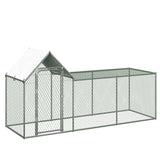 Large Metal Chicken Coop, Chicken Run with Cover, Walk-in Poultry Cage for Yard Outdoor Duck Rabbit Cage Hipicute