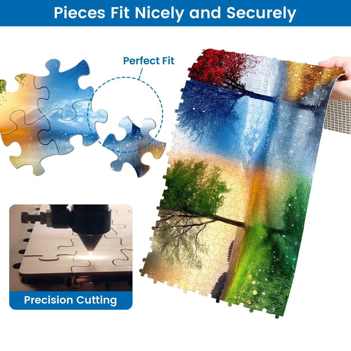 Adult Puzzle Classic Jigsaw Puzzle 1000 Pieces Wooden Puzzle DIY Seasons Landscape Tree Modern Home Decor Intellectual Game Wall Art Unique Gift 75x50cm najiaxiaowu