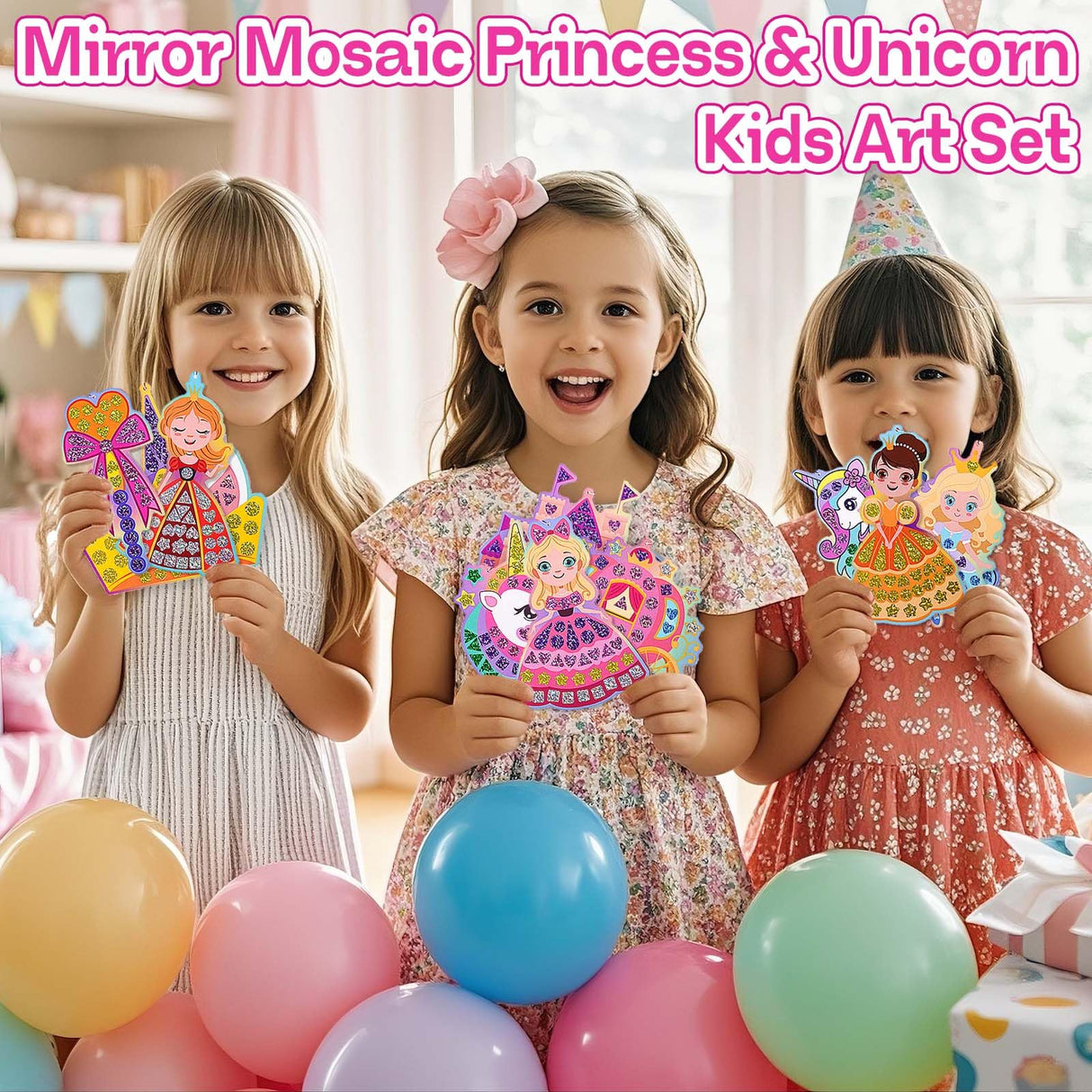 iGetooy 10 Sets DIY Mosaic Stickers for Kids, Princess & Unicorn Art Craft Kit with 720+ Stickers, Travel Toys for Kids, Birthday Gifts for Girls Boys 3-8 Year Olds iGetooy