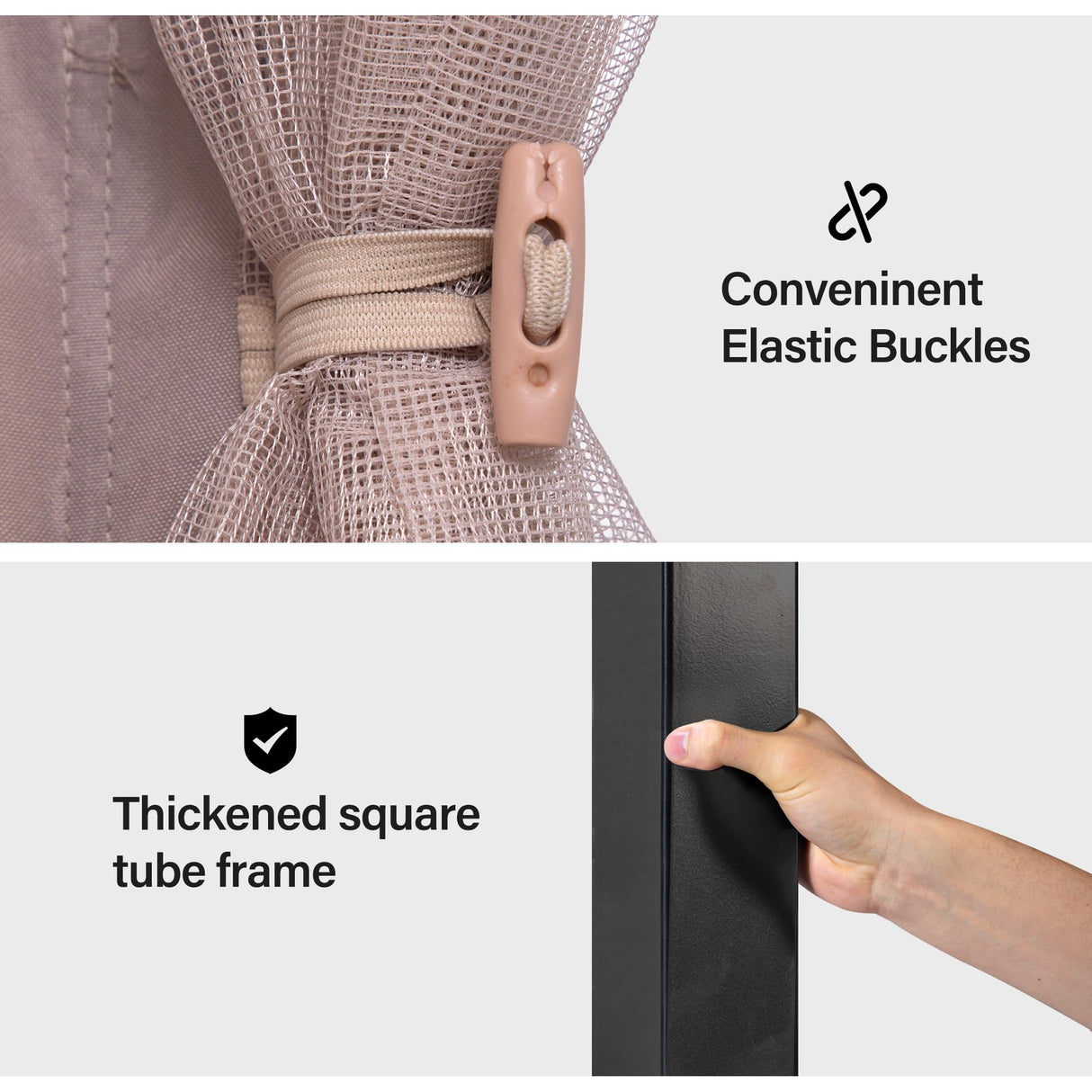 LAUSAINT HOME Outdoor Patio Gazebo 8'x8' with Expansion Bolts, Heavy Duty Gazebos Shelter Party Tent with Double Roofs, Mosquito Nettings and Privacy Screens for Backyard, Garden, Lawn, Khaki LAUSAINT HOME