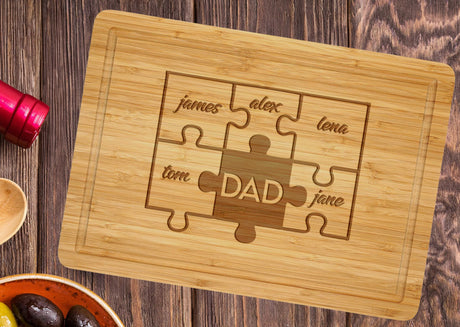 Personalized Dad Chopping Boards for Father's Day, Dad Cutting Boards with Kids Names Customized, BBQ & Grill Cutting Board gifts for Dad IKAY Design