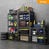 OS MOTOR 72" Storage Shelving Unit, Heavy Duty 5-Tier Adjustable Metal Rack, Standing Utility Shelves for Garage, Basement, Pantry, Kitchen, Warehouse, 3000 lbs Capacity, 72" H x 35" W x 16" D, Black OS MOTOR