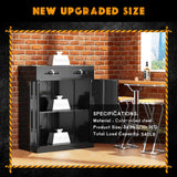 Greenvelly Metal Storage Cabinet with 2 Drawers,36" Black Metal Cabinets with Doors and Shelves, Garage Cabinet with Lock for Home Office, Garage, School, Apartment,Warehouse Greenvelly