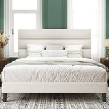 Acurax Queen Size Bed Frame with Velvet Upholstered Headboard, Platform Bed Frame with Metal Support, Fully Upholstered Mattress Foundation, No Box Spring Needed, Noise Free, Easy Assembly, Beige Acurax