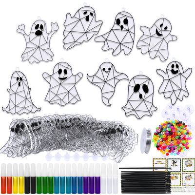 Winlyn 27 Sets Halloween Ghost Suncatchers Ornaments Decorations DIY Window Paint Art Sun Catchers Halloween Craft Kits Painting Kits for Kids Classroom Activities Art Projects Part Favors