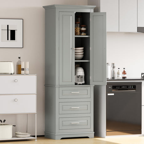 Merax 70" Tall Kitchen Pantry Cabinet with Doors and Drawers, Storage Shelf Organizers for Home, Bathroom and Living Room, Merax