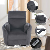 GNMLP2020 Power Swivel Glider Rocking Recliner Nursery Chair, Corduroy Rocker Recliner with USB, 2 Pillows, Barrel Armchair Single Sofa for Living Room Bedroom, Dark Grey GNMLP2020
