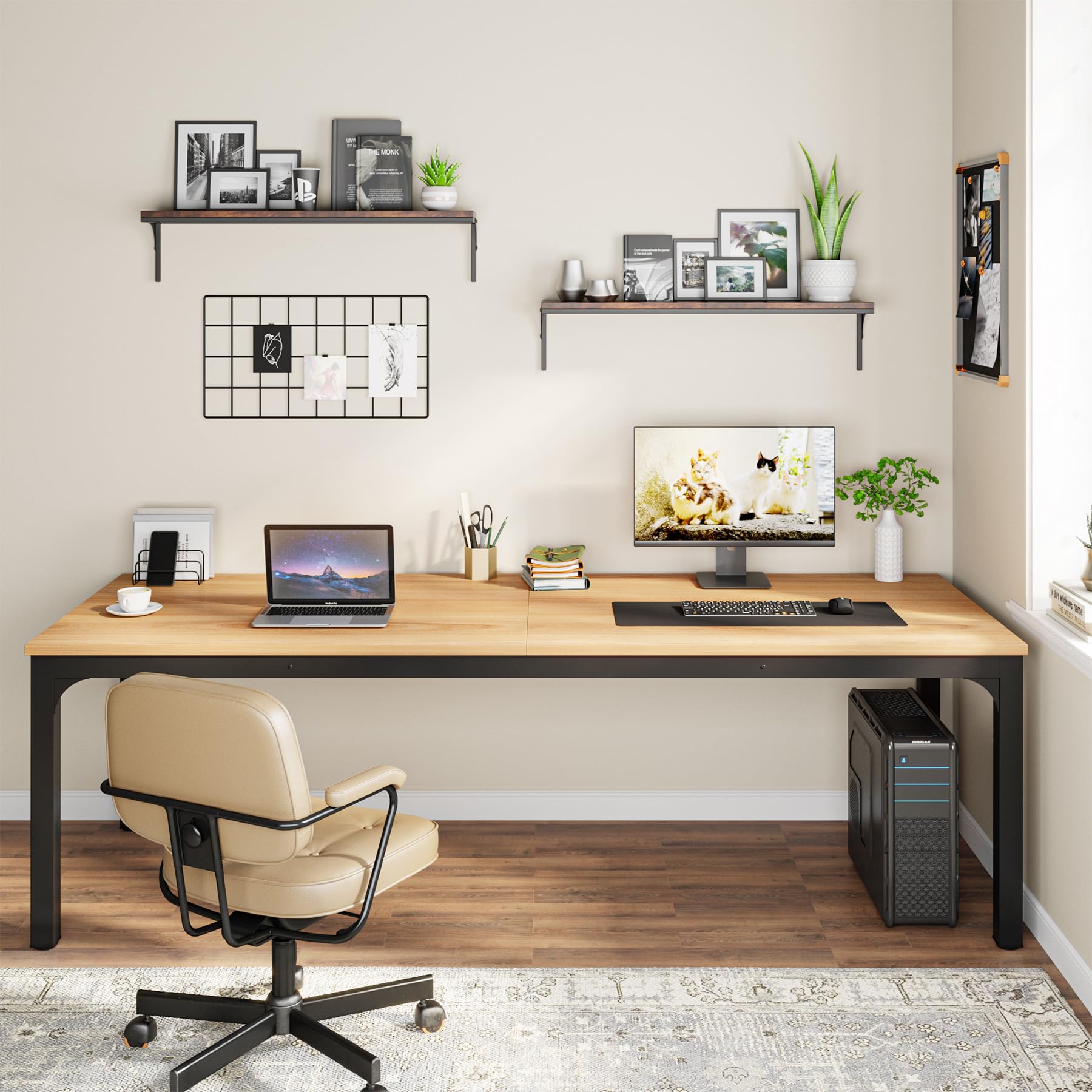 Tribesigns 78.7 Inches Extra Long Computer Desk 2 Person Desk, Double Long Desk, Workstaion for Home Office - WoodArtSupply