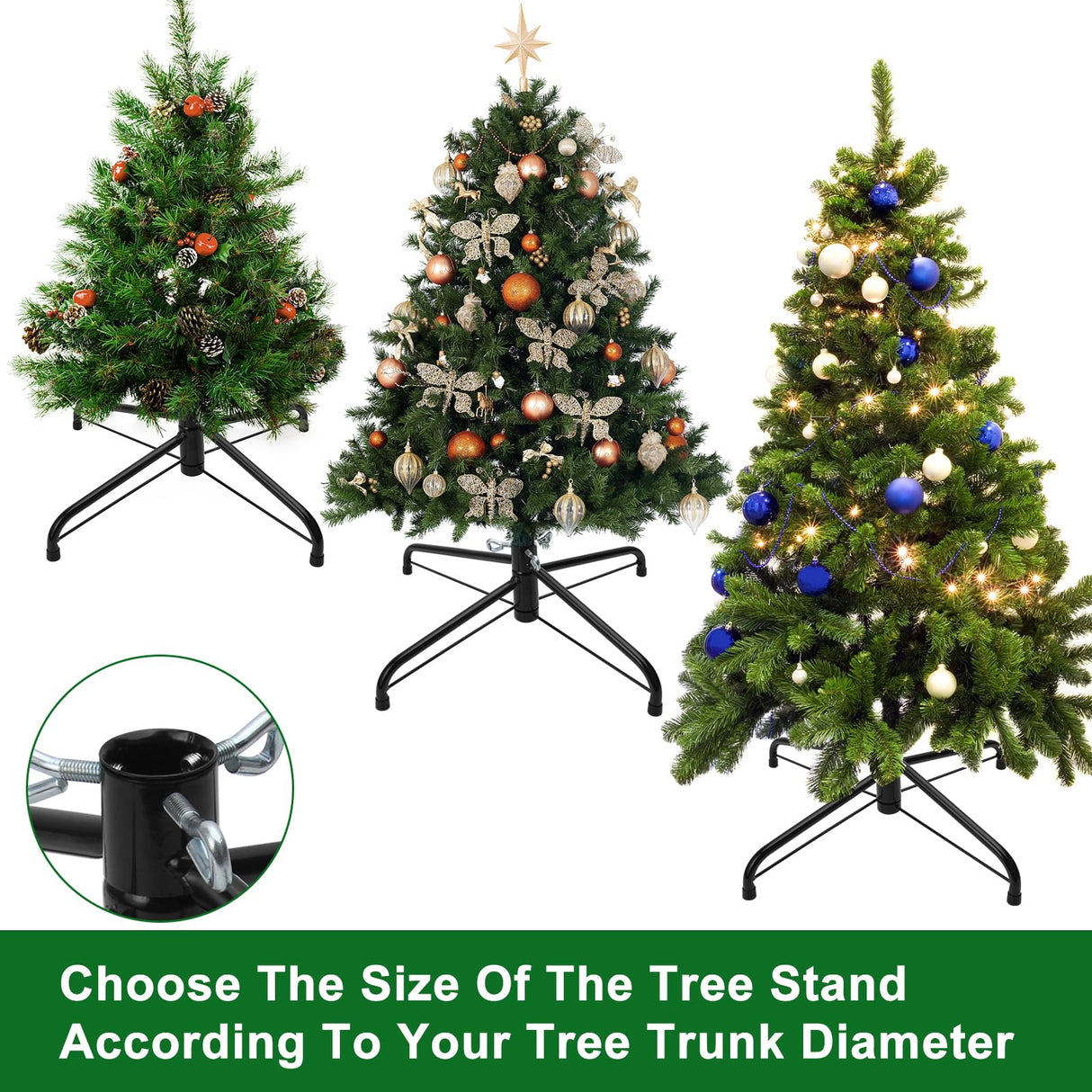 Christmas Tree Stands, Universal Folding Christmas Tree Stands For Fits 0.5-1.1 Inchs Tree Pole, 3 Ft To 8 Ft Artificial Trees WoodArtSupply