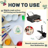 Joyclub 12 PCS 3'' Sublimation Ornament Blanks Ceramic Sublimation Christmas Ornaments Bulk Round White Ornaments for Personalized Xmas Tree Ornament Home Decor DIY Crafts Joyclub