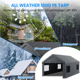 Carport 12x20 Heavy Duty Portable Garage,Carport Canopy with Roll-Up Windows & Doors,Portable Garage and Shelter with Removable Sidewalls,Car Tent Garage with All-Season Tarp for Truck Boat Tractor BUPPLEE