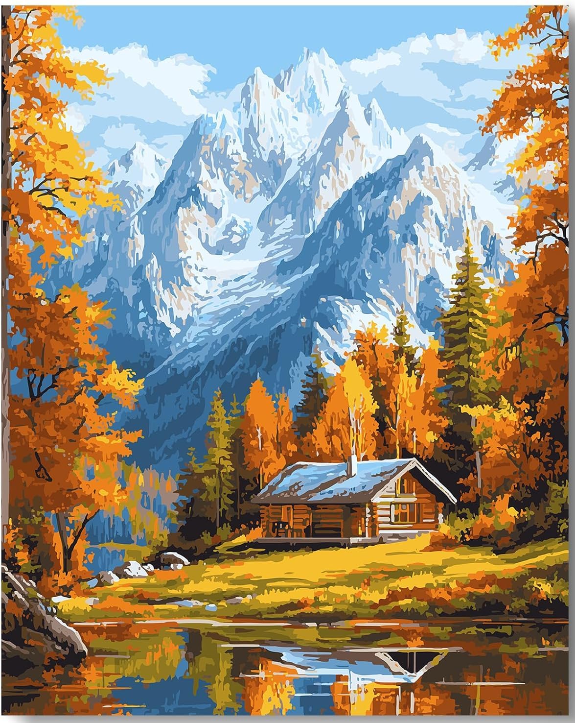 Diamond Art Kits for Adults, Autumn Snow Mountain Diamond Painting Kits for Adults 5D DIY Full Drill Diamond Dots for Gift Wall Decor and Relaxation Gem Arts 12x16 inch Eiazuiks