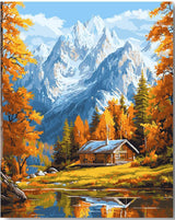 Diamond Art Kits for Adults, Autumn Snow Mountain Diamond Painting Kits for Adults 5D DIY Full Drill Diamond Dots for Gift Wall Decor and Relaxation Gem Arts 12x16 inch Eiazuiks