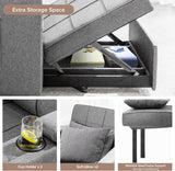 COMHOMA Sleeper Chair Bed,Convertible Sofa Bed Armchair with Cup Holders,3-in-1 Futon Bed Chair with Side Pocket Pull Out Sofa Bed Couch for Living Room,Bedroom (Grey) COMHOMA