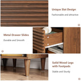 Alohappy Nightstand Set of 2, Mid Century Modern Nightstand, Wood Fluted Bedside Table with Drawer and Storage for Bedroom, Side Table, Accent Table, End Table for Living Room, Brown, 2pcs Alohappy