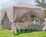 Quictent 8 x 8 ft Privacy Pop up Canopy Tent with Sidewalls, Instant Gazebo Canopy Shelter Enclosed Portable, Mesh Windows & Waterproof (Tan) Quictent