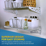 MonsterRax Garage Wall Shelf Two-Pack White or Hammertone Three Size Options Includes Bike Hooks 500lb Weight Capacity (White, 18"x36") MonsterRAX Storage Solutions