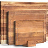 WALDWERK Cutting Board Set (15.75 x 12/13 x 9.5/10 x 7 in) out of Solid Acacia Wood - 0,8 in Thick Cutting Boards for Kitchen - Wood Cutting Boards (3 Boards) WALDWERK