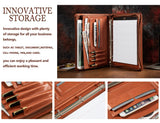 Free Engraved Name, Personalized Portfolio Binder Organizer, PU Leather Custom 3 Ring Binder Padfolio, Zipper Binder Business Document Ordner with A4 Writing Pad, Corporate Gift, Customized, Brown AZXCG