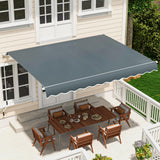 DWVO 13'×10' Patio Retractable Awning Outdoor Sun Shade Shelter Cover Awnings w/Manual Crank Handle for Deck, Backyard, Balcony, Garden, Shop, Restaurant DWVO