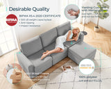 LINSY HOME Modular Sectional Sofa, Convertible L Shaped Sofa Couch with Storage, Modular Sectionals with Ottomans, Small Sofa Couch with Chaise for Small Space, Living Room, Gray LINSY HOME
