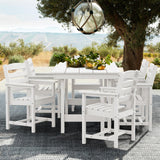 SERWALL Patio Table Set, Outdoor HDPE Dining Set with Umbrella Hole, 5-Piece - Table and 4 Chairs, All Weather for Lawn, Garden, Poolside, White SERWALL