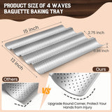 Pavsrmy Baguette Bread Pan, Premium Nonstick Perforated Baguette Pan for French Bread Baking, 4 Loaves Baguette Baking Tray for Sourdough, Italian Bread, Perfect for Creating Crisp Golden-Brown Crust Pavsrmy