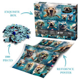 Dog Jigsaw Puzzle for Adults 1000 Piece, Funny Puppy Animal Jigsaw Puzzles, Fun Cool Silly Puzzle with Underwater Dogs BBOLDIN