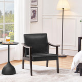 Yaheetech PU Leather Accent Chair, Mid-Century Modern Armchair with Solid Wood Legs, Reading Leisure Chair with High Back for Living Room Bedroom Waiting Room, 2 Pieces, Black Yaheetech