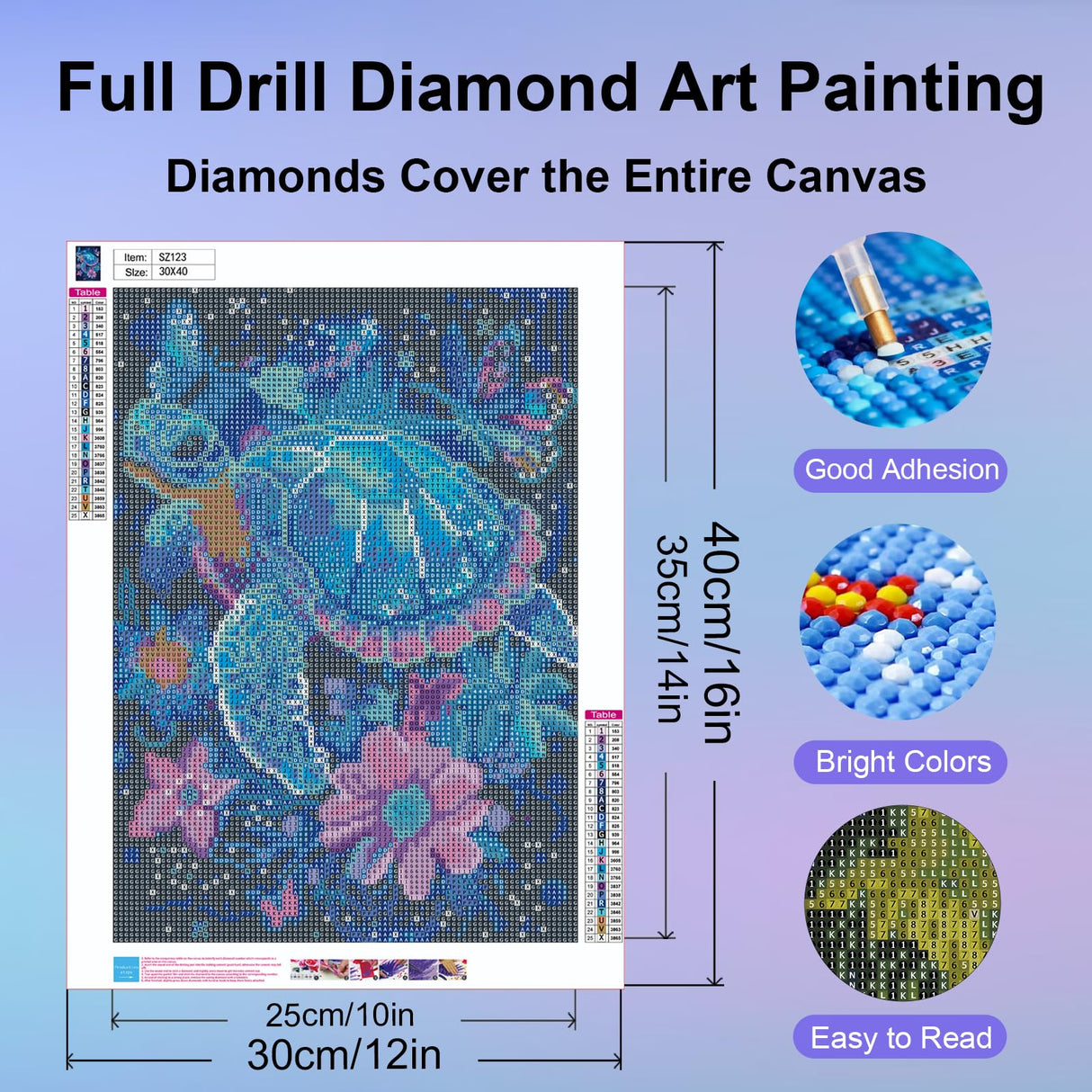 Ycydilirab Sea Turtle 5D Diamond Art for Adults-Diamond Painting for Adults,Sea Turtle Gem Art for Adult Perfect for Relaxation and Home Wall Decor 12x16inch Ycydilirab