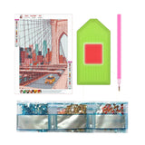 LIULIMI Diamond Painting Kits, DIY 5D World Landscape Diamond Painting Kit, Round Diamond Art Full Diamond Cartoon Style 12 X 16 in (Brooklyn Bridge) LIULIMI