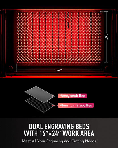 OMTech 60W CO2 Laser Engraver, 24x16 Inch Laser Engraving Cutting Machine, LightBurn Compatible Laser Engraver Cutter with 2 Way Pass Air Assist Water Pump for Wood Glass Leather More - WoodArtSupply