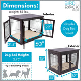 BIRDROCK HOME Decorative Dog Kennel with Pet Bed | Small | Fits Small Dogs | Double Door | Indoor Pet Crate Engineered Wood & Wire Furniture House for Dogs| Side Table | Nightstand – Espresso BIRDROCK HOME