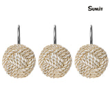 Sunlit Boho Knots Shower Curtain Hooks, Home Decorative Shower Curtain Rings for Bathroom, Seaside Nautical Shower Curtain Hangers Bathroom Accessories, Set of 12 Sunlit