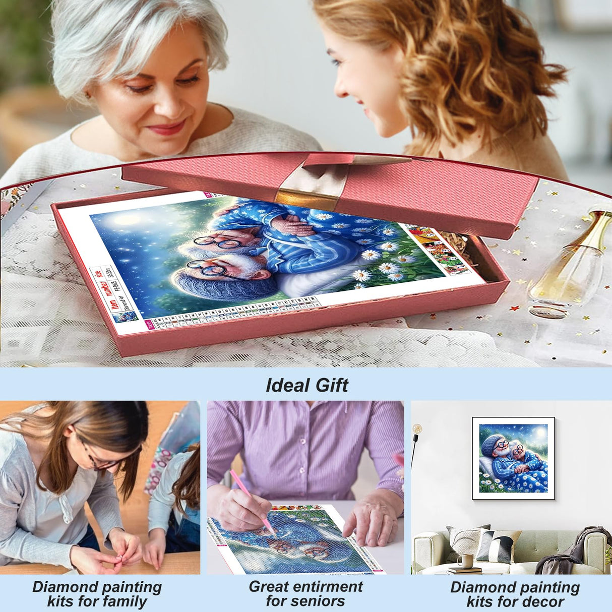 FHBUBPUP 5D Diamond Painting Kits for Adults, Diamond Art Kits for Beginners, DIY Full Drill Round Diamond Point Love You Diamond Art, Craft Gift Suitable for Home Wall Decoration 12×12Inch FHBUBPUP