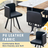 LFVFFA Dining Room Table Set for 6, Space-Saving 60" Wood Color Kitchen Table with PU Leather Chairs, Modern 7-Piece Retangular Dinner Table Set for Apartment Conference Room Small Spaces LFVFFA