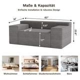 PurrJoys Modern Loveseat, Sofa Couch in a Box, No Assembly Needed, with 2 Pillows, Cat-Scratch Resistant Linen,Small Sofa for for Small Space, Living Room, Bedroom,Grey PurrJoys