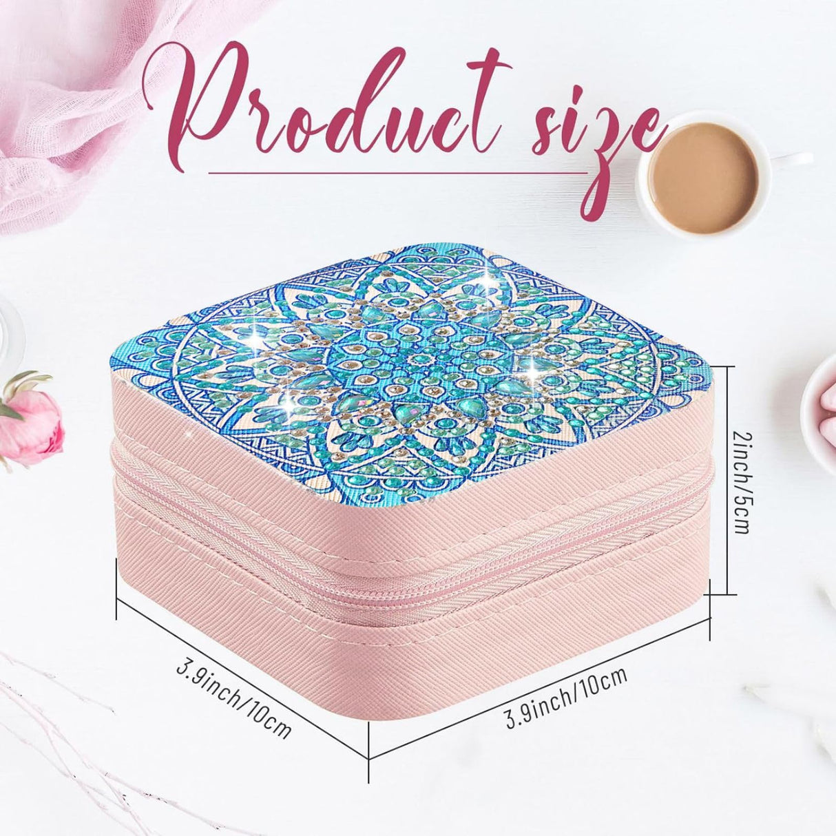 ARTopet 2PcsDIY Diamond Art Painting Jewelry Bag with Zipper Mandala Large Capacity Organizer Storage Box Special Shaped Crystal Rings Necklace Bracelet Gift Case for Women Girls ARTopet