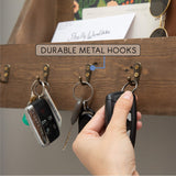 Ilyapa Key Holder for Wall, Farmhouse Mail Organizer Wall Mount, Rustic Wooden Mail Holder, Keys Center with 5 Antique Brass Hooks Ilyapa